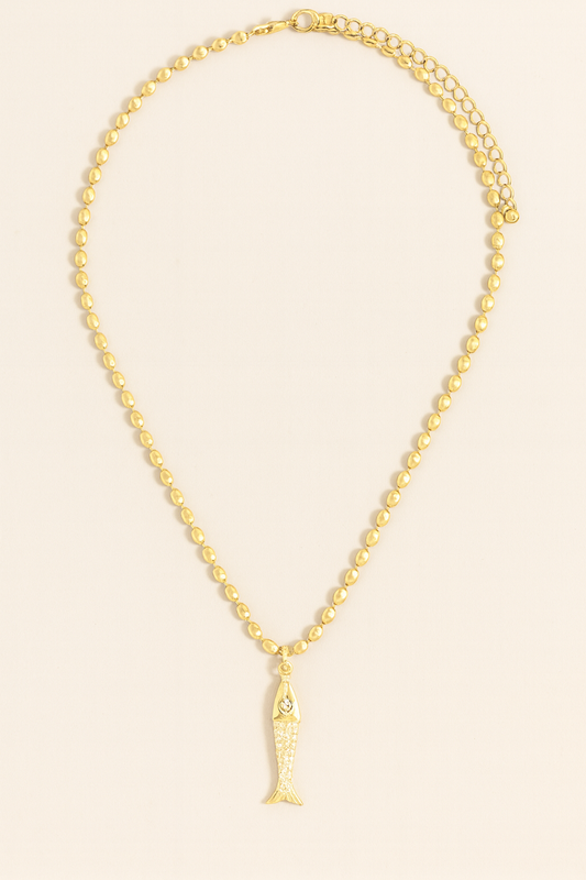 Golden Fish Beaded Necklace