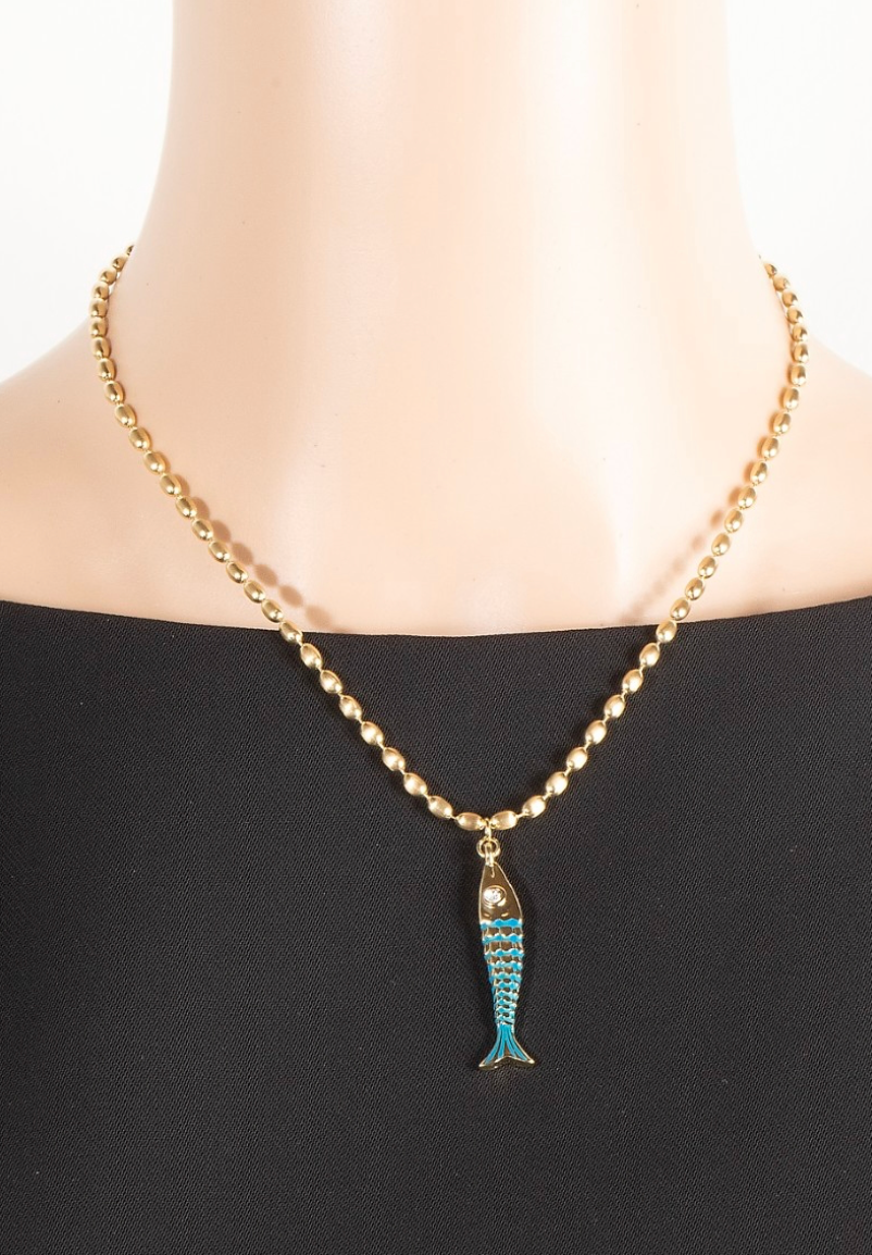 Golden Fish Beaded Necklace