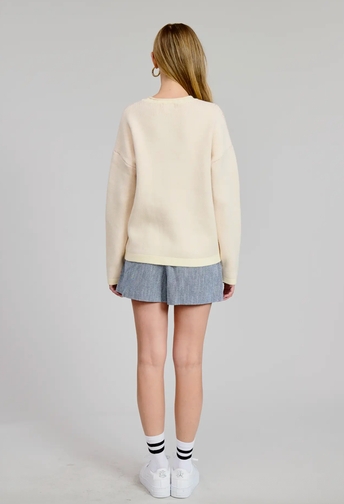Sardine Jacquard Sweater Top – Soft Knit Graphic Pullover