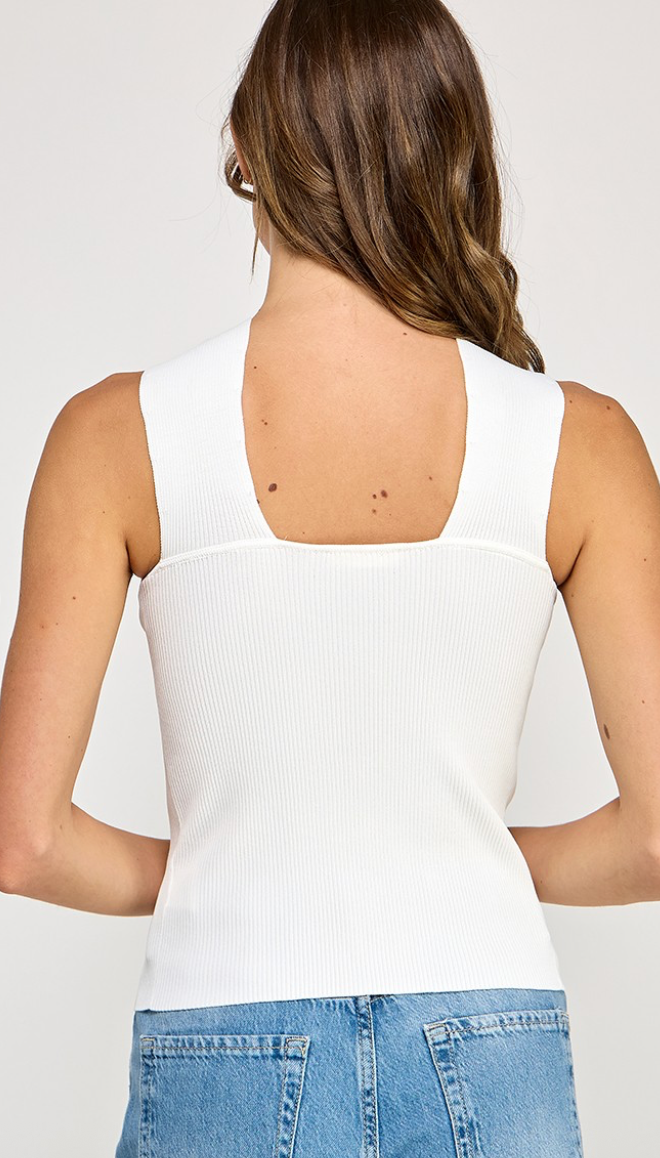 Halter Neck Sleeveless Top with Contrast Trim