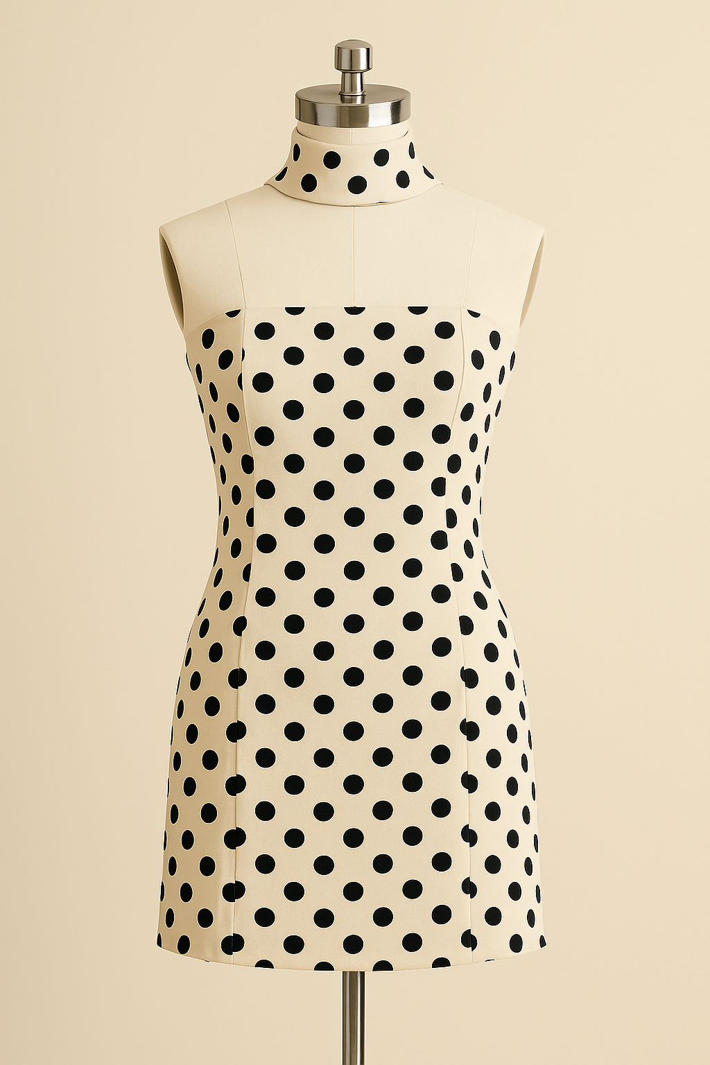 Polka Dot Strapless Mini Dress with Matching Scarf