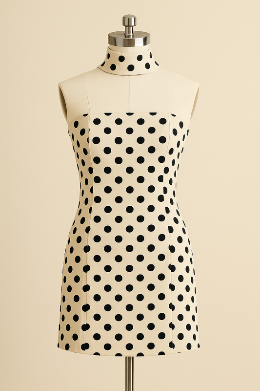 Polka Dot Strapless Mini Dress with Matching Scarf