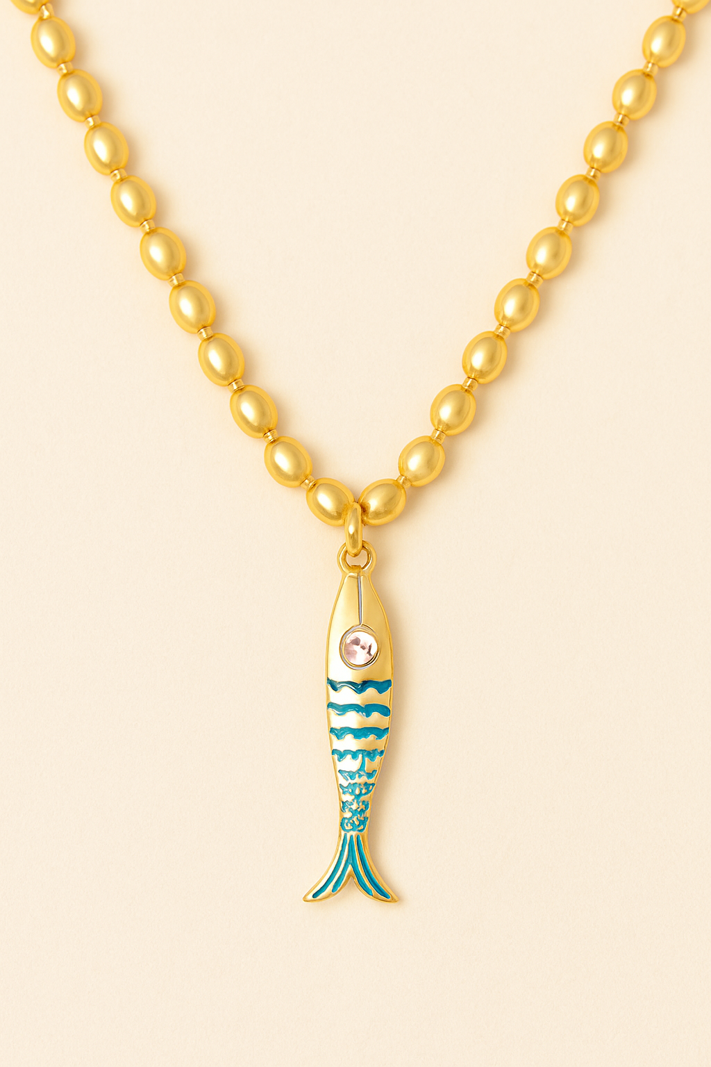 Golden Fish Beaded Necklace